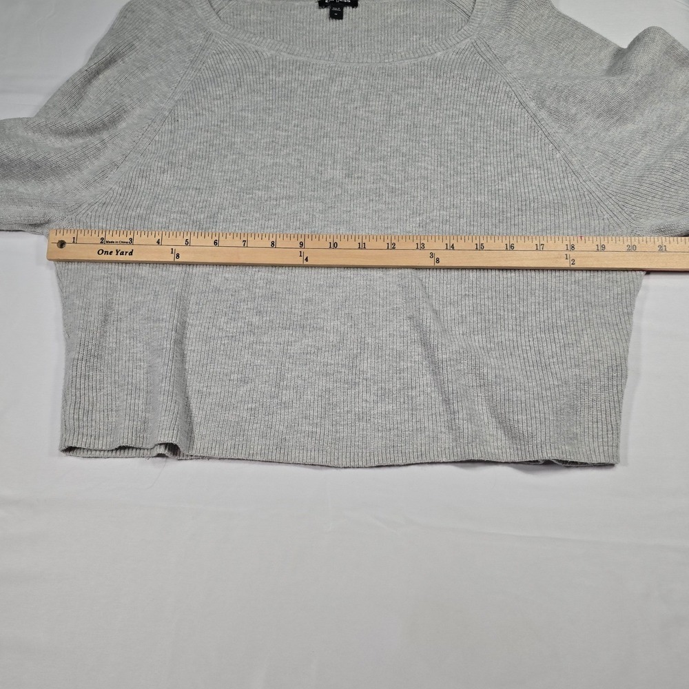 Express Womens Gray Ribbed Knit Cropped Cotton Sweater Scoop Neck Long Sleeve M - Picture 5 of 7